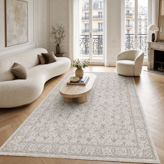 RW3058 washable chenille area rug in a modern living room