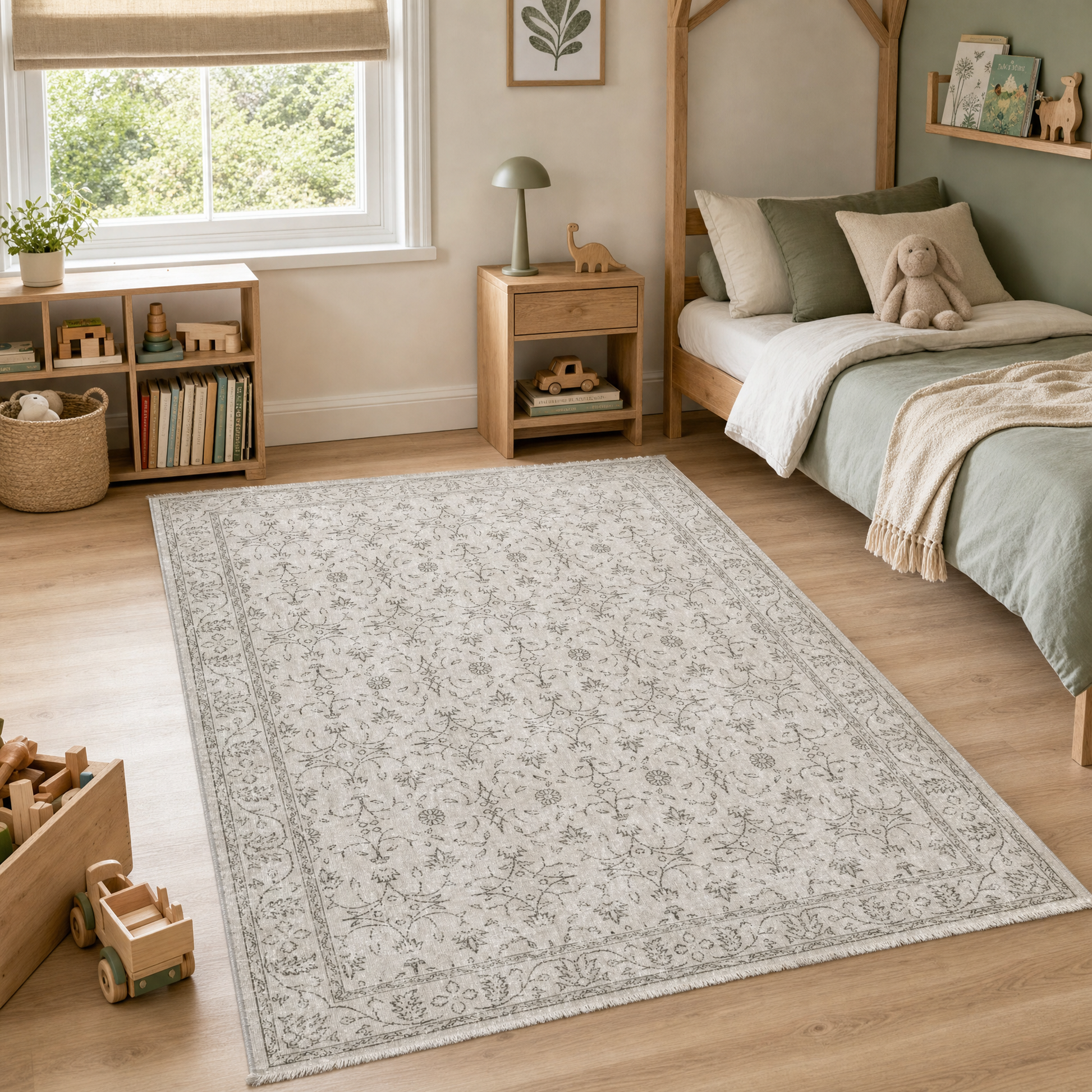 RW3058 washable chenille area rug, pet and kid friendly