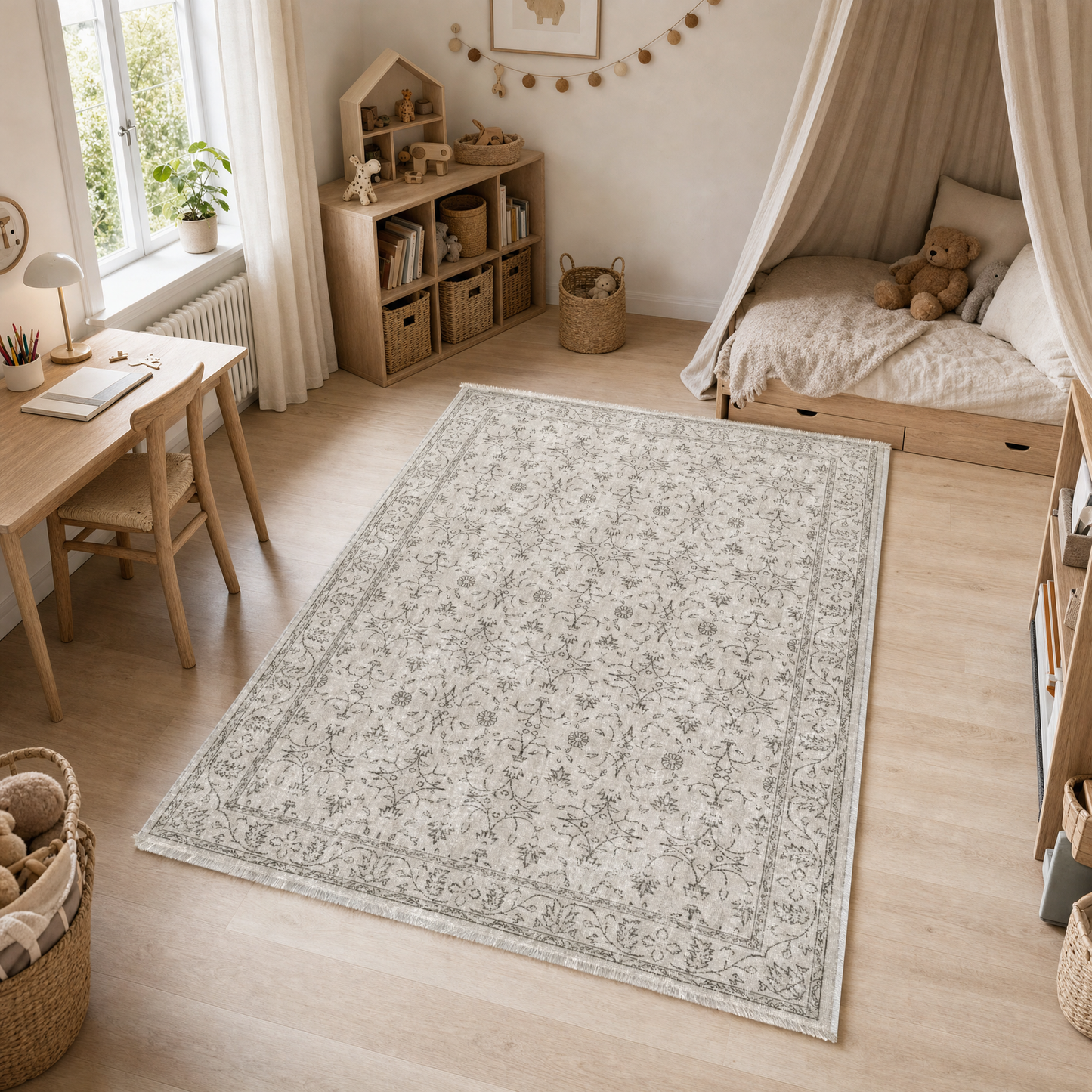 RW3058 washable chenille area rug, pet and kid friendly
