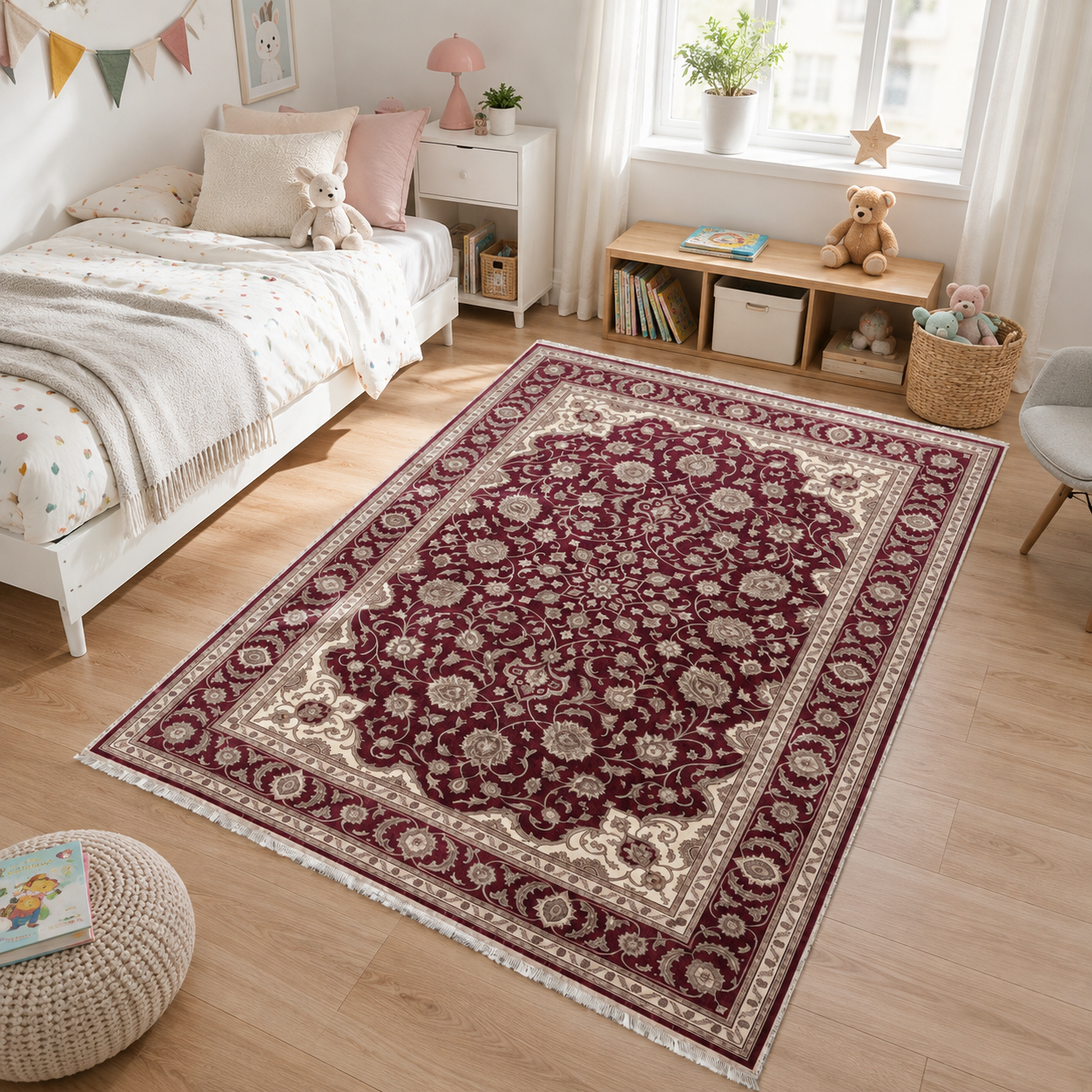 RW3059 washable chenille area rug, room scene