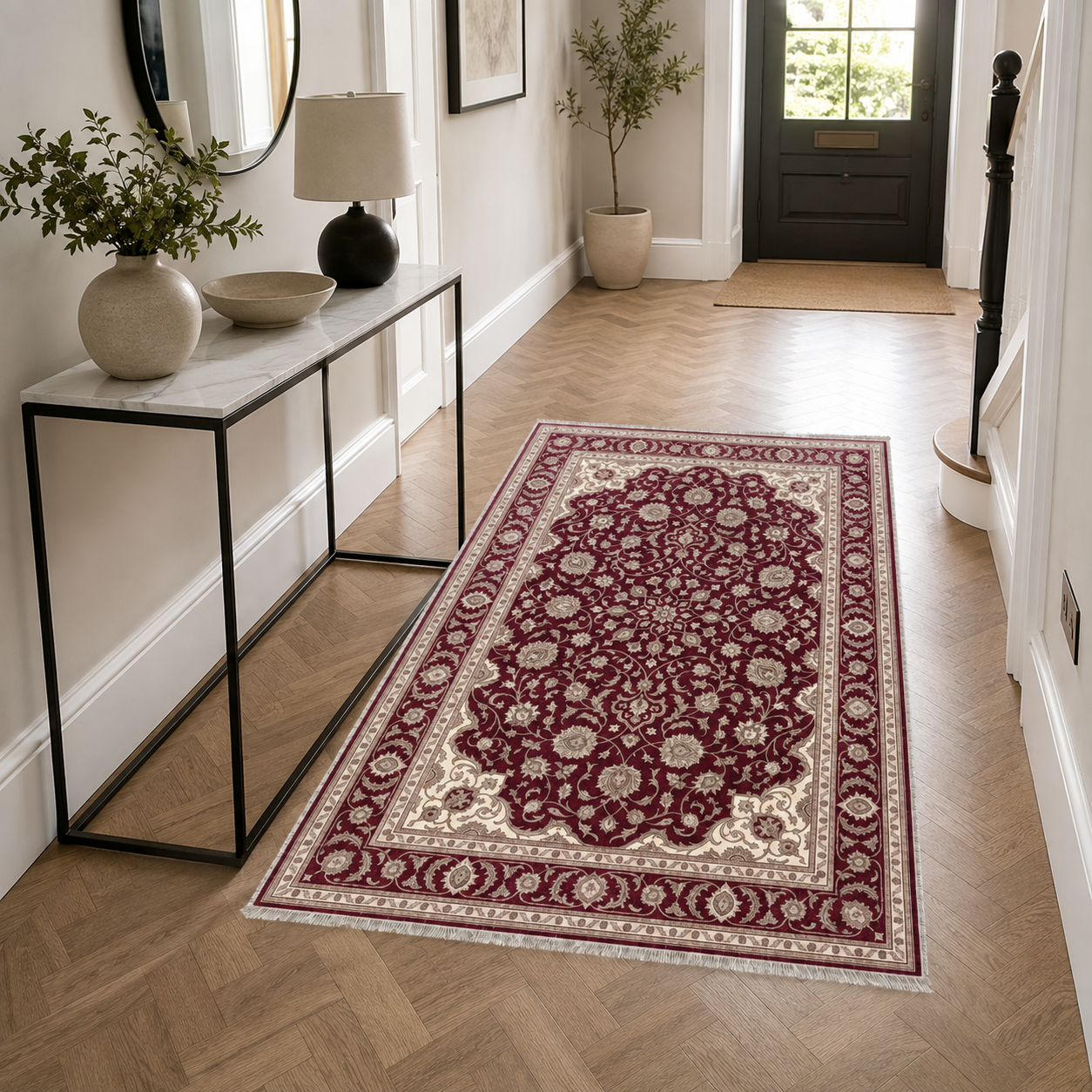 RW3059 washable chenille area rug, room scene