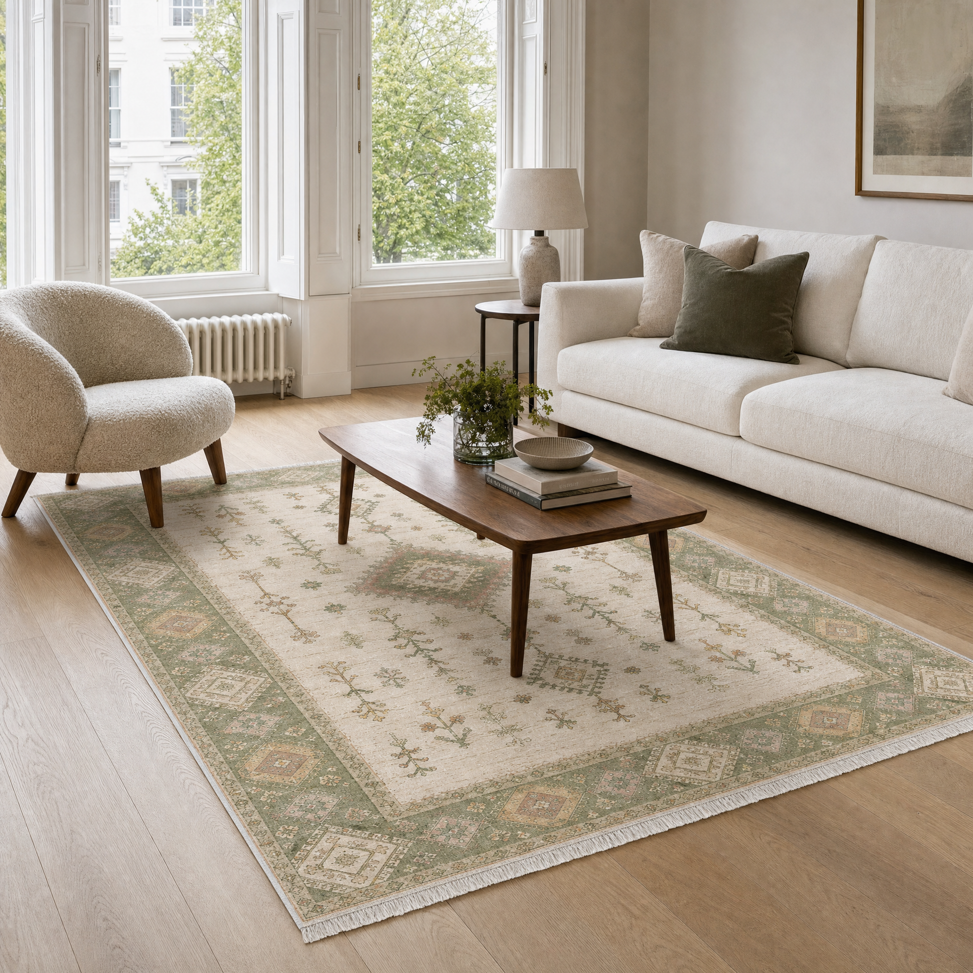 RW3062 washable chenille area rug in a modern living room