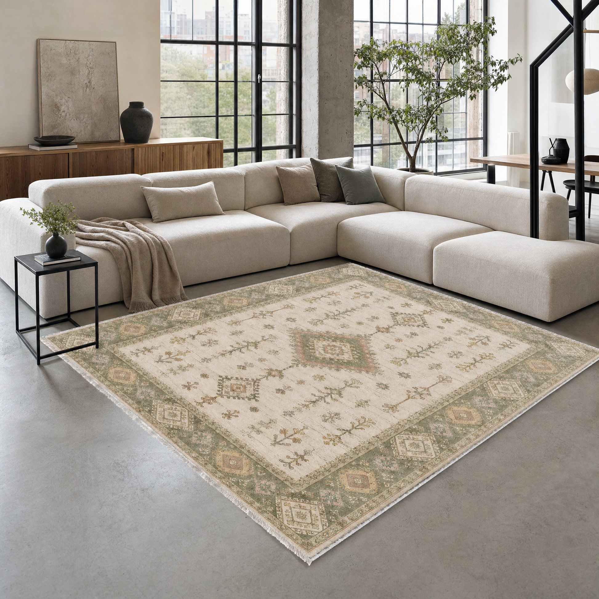 RW3062 washable chenille area rug in a modern living room