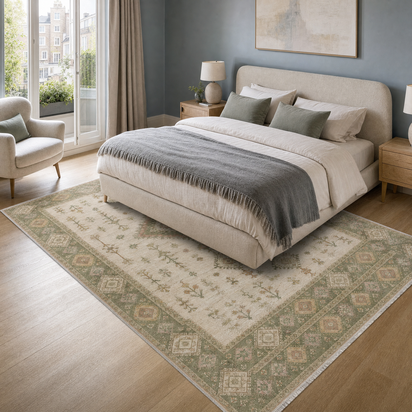 RW3062 washable area rug in a modern bedroom
