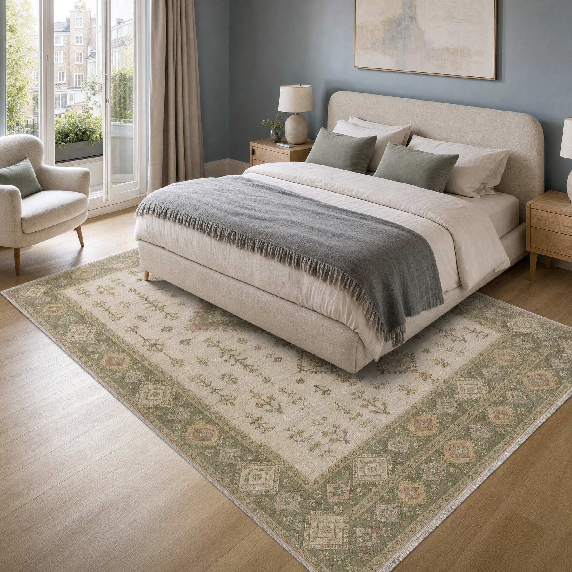 RW3062 washable area rug in a modern bedroom