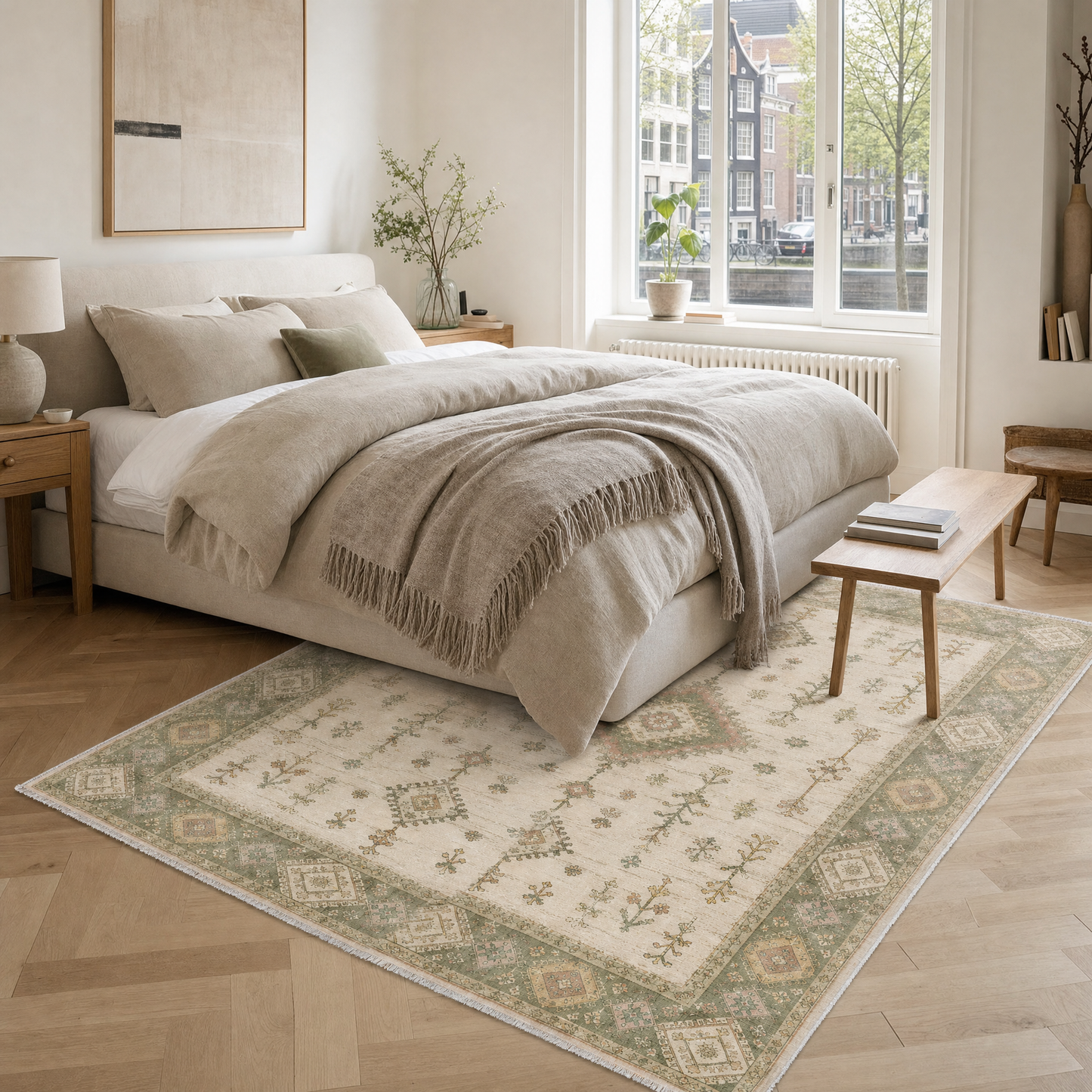 RW3062 washable area rug in a modern bedroom