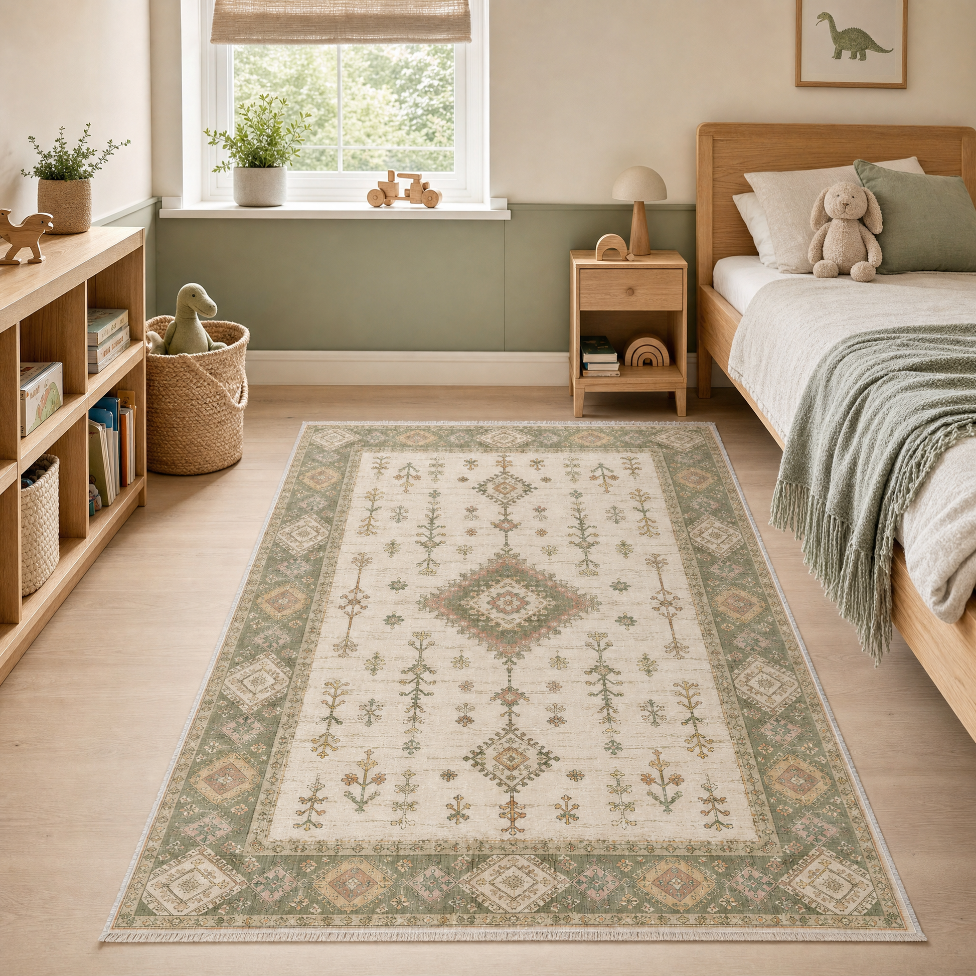 RW3062 washable chenille area rug, pet and kid friendly