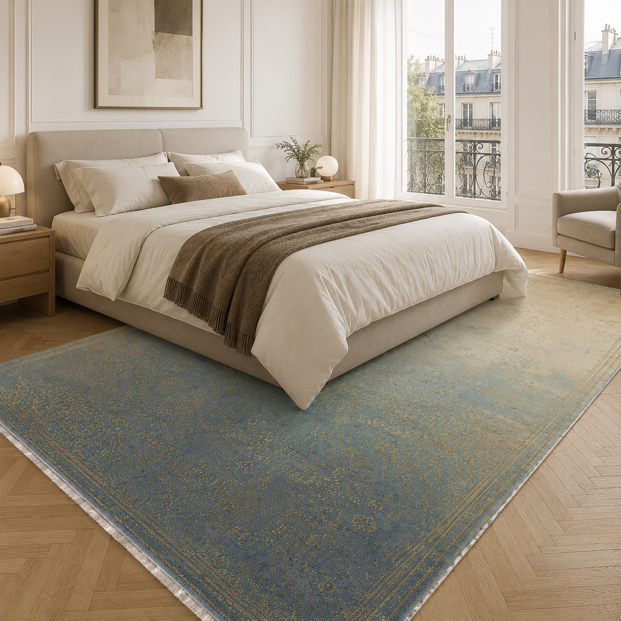 RW3063 washable chenille area rug, room scene