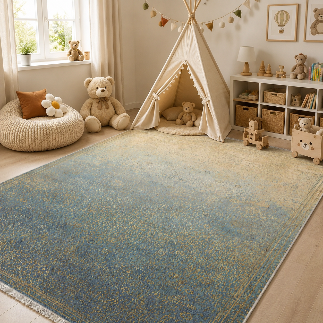RW3063 washable chenille area rug, room scene