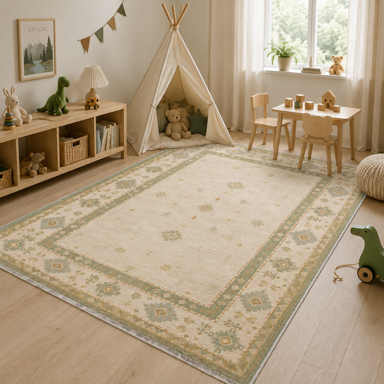 RW3064 washable chenille area rug, room scene