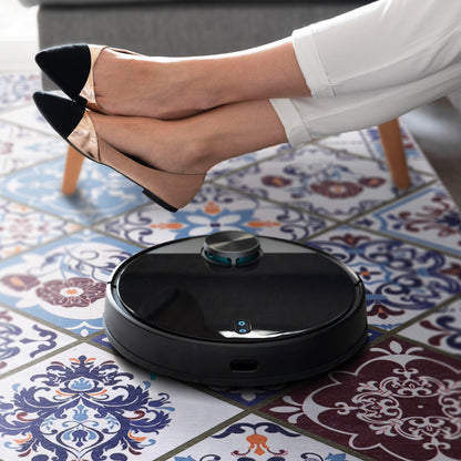 RW4002 washable chenille area rug, robot vacuum