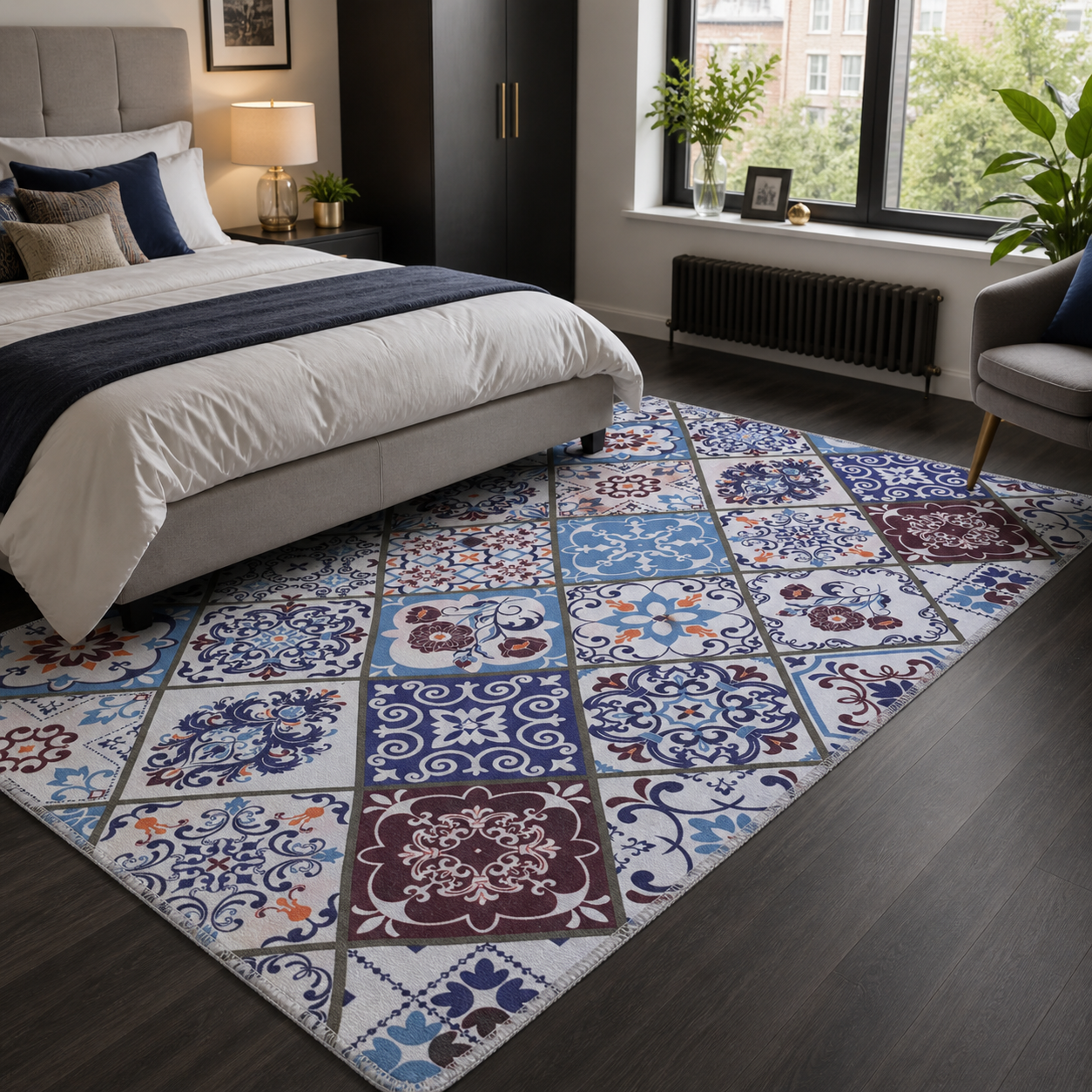 RW4002 washable chenille area rug, room scene