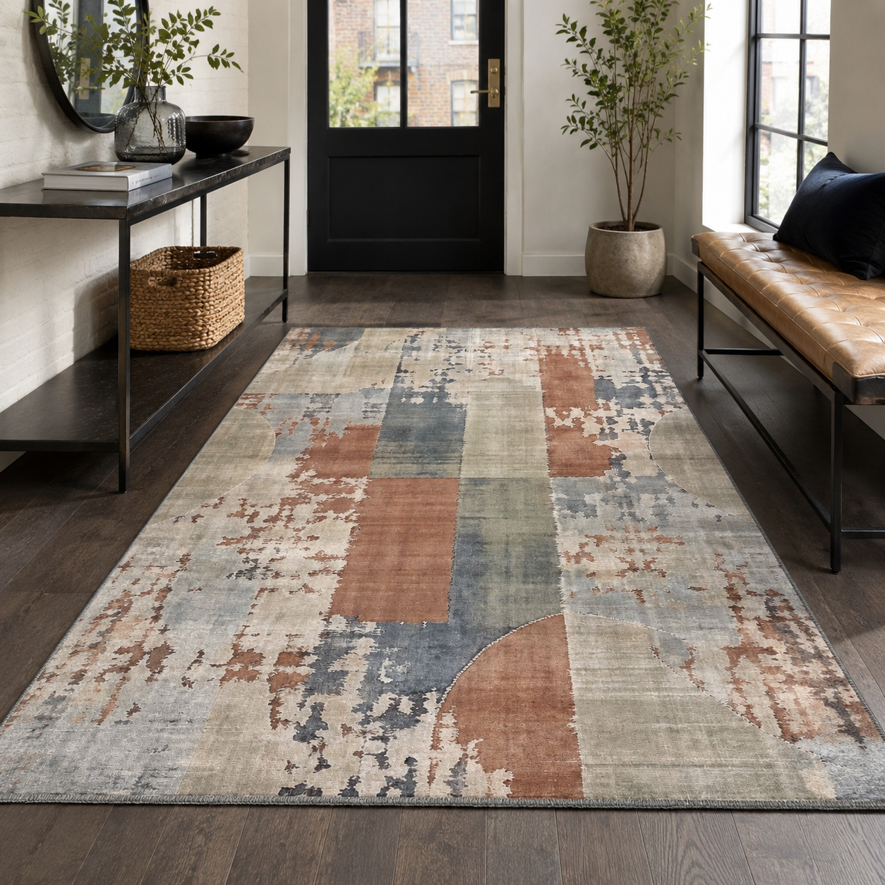 RW7003 washable chenille rug texture and pattern detail