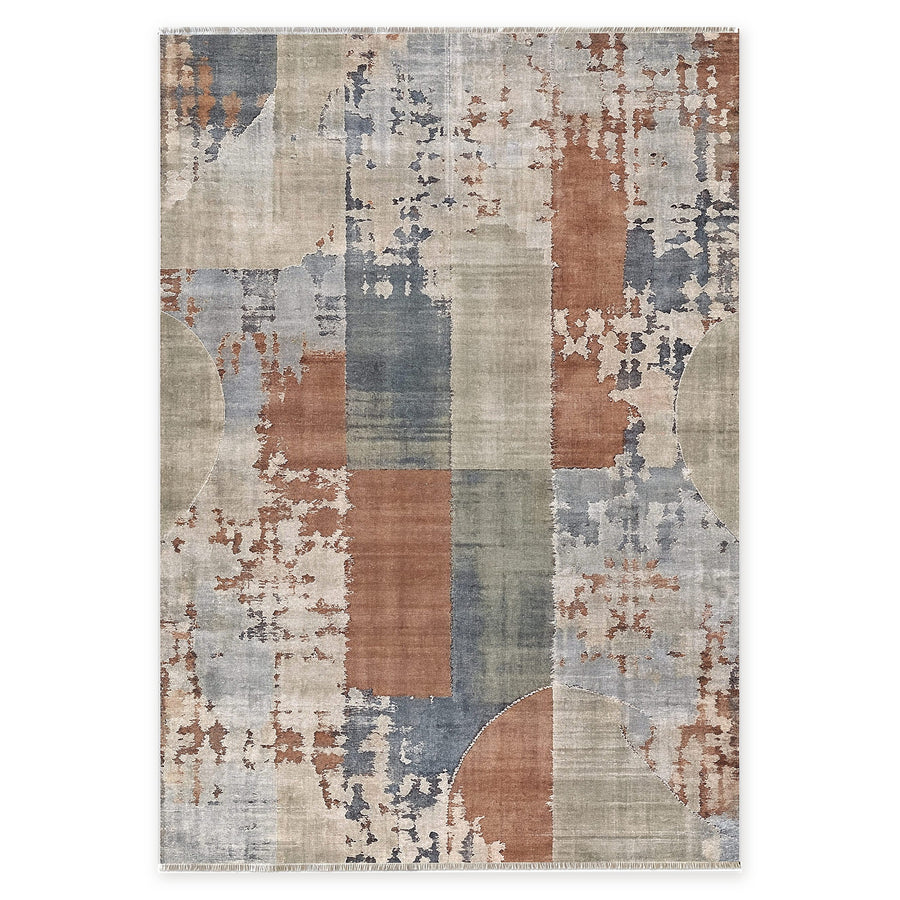 Regal Geometry Navy Blue Washable Rug