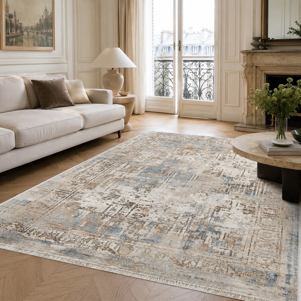 RW7006 washable chenille rug texture and pattern detail