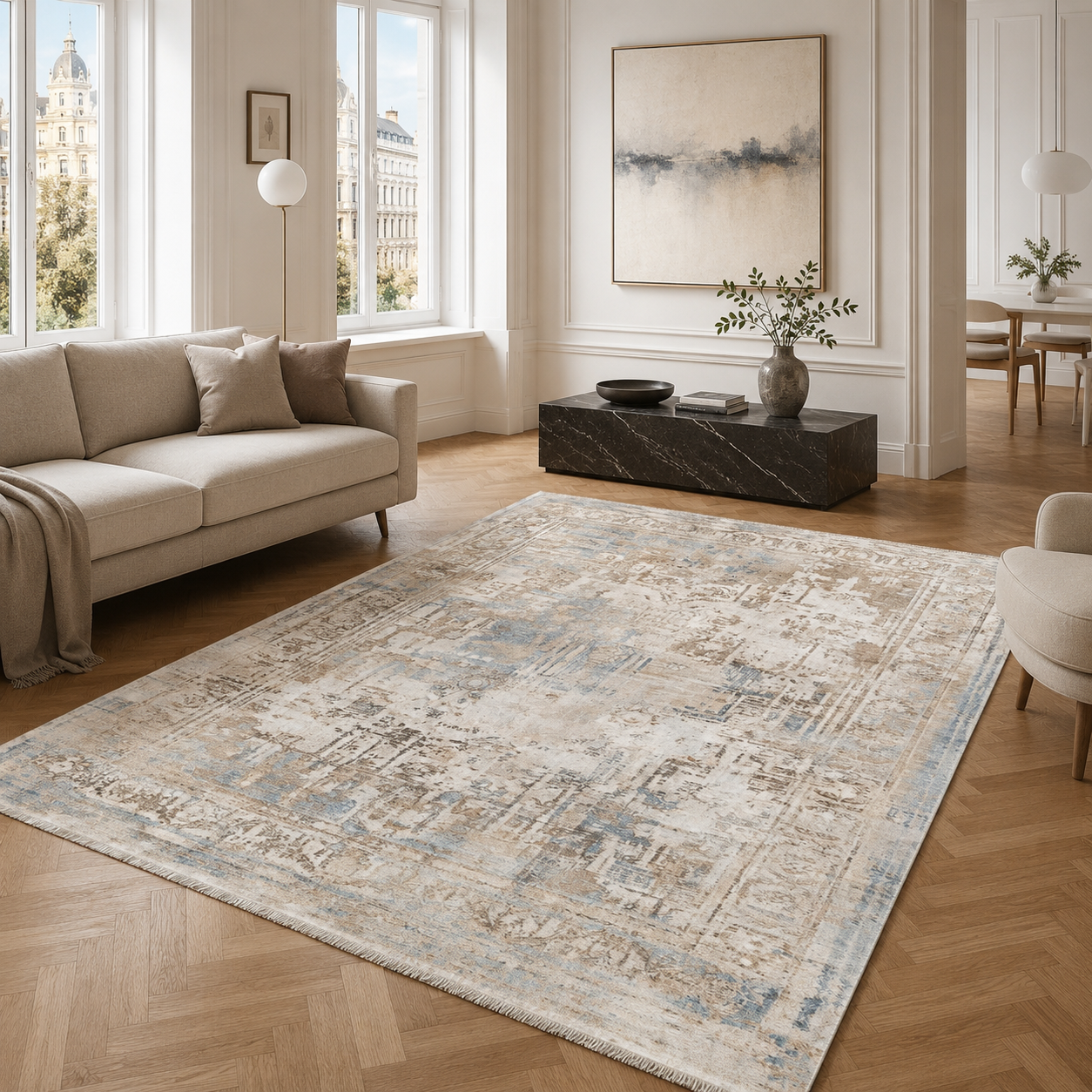 RW7006 washable chenille rug texture and pattern detail