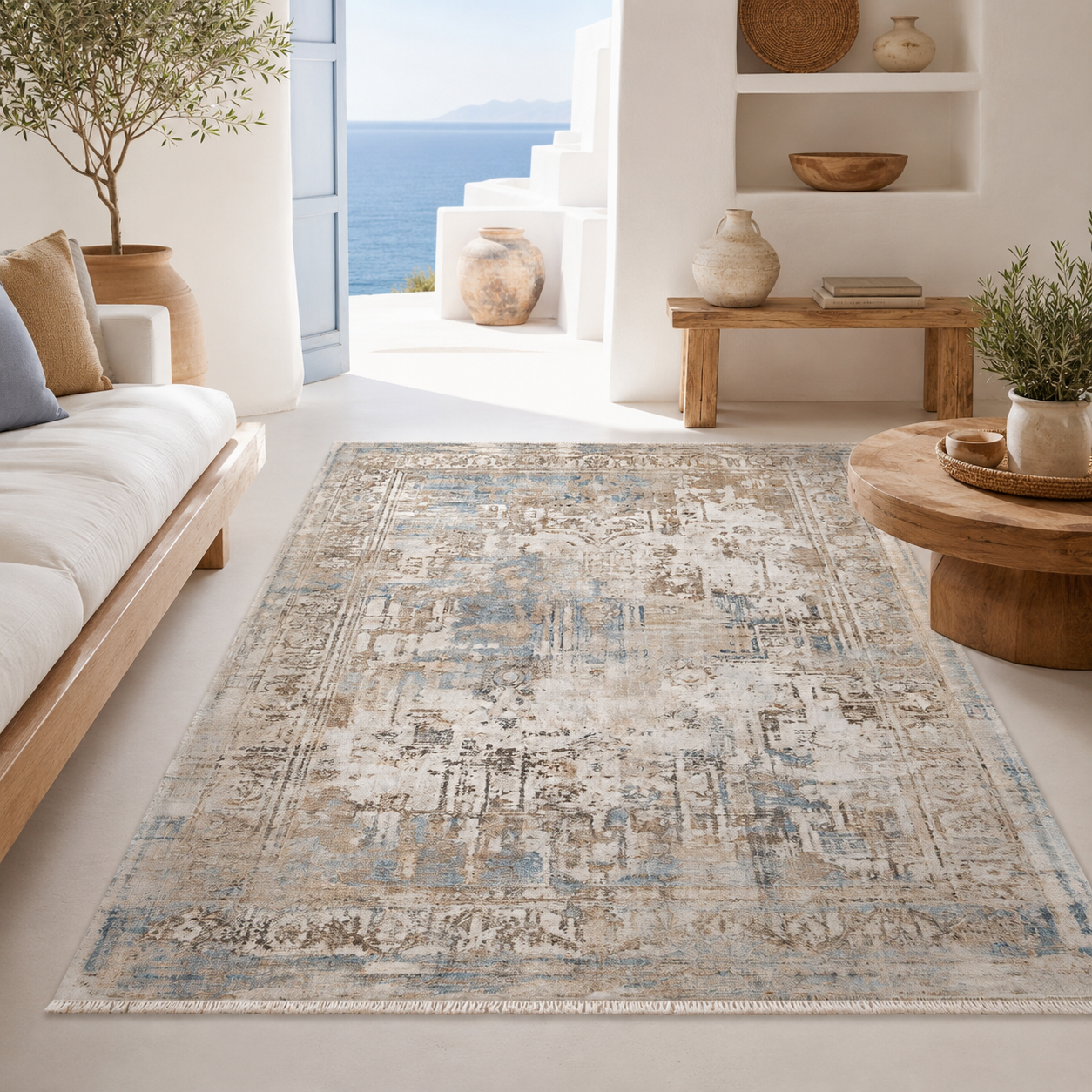 RW7006 washable chenille rug texture and pattern detail