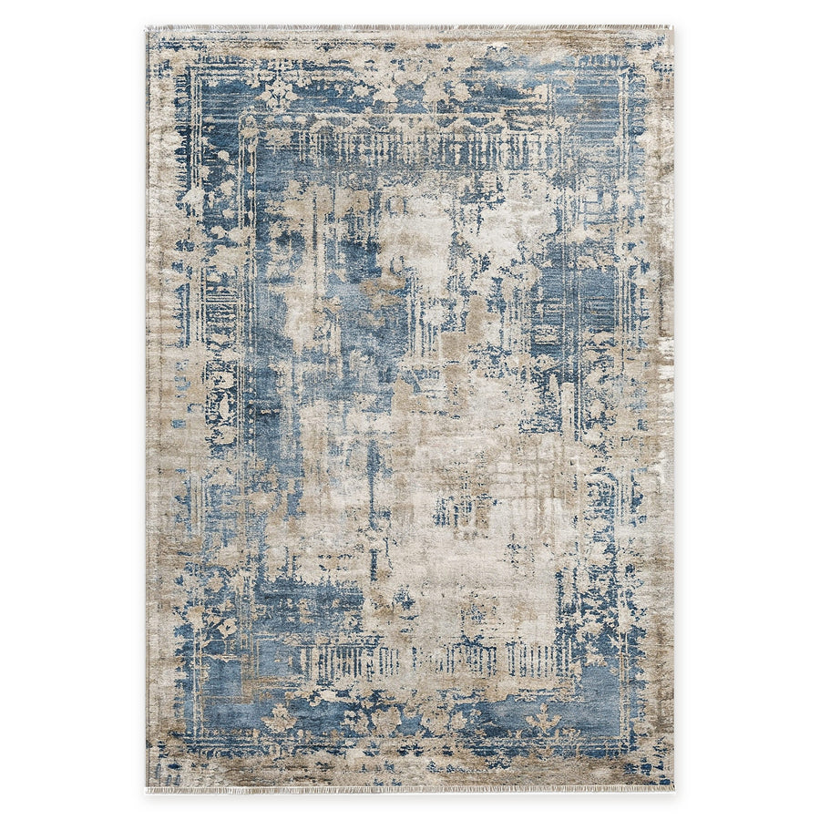 Weathered Stripes Mid Grey Traditional Washable Rug