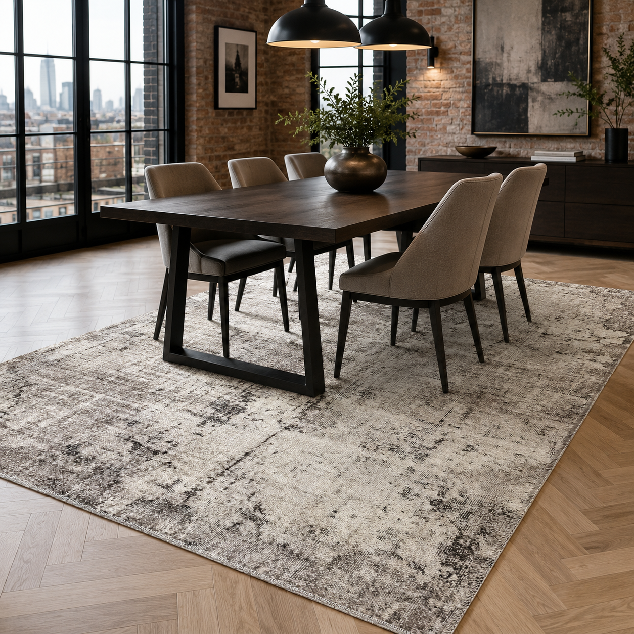 RW7008 washable chenille rug texture and pattern detail