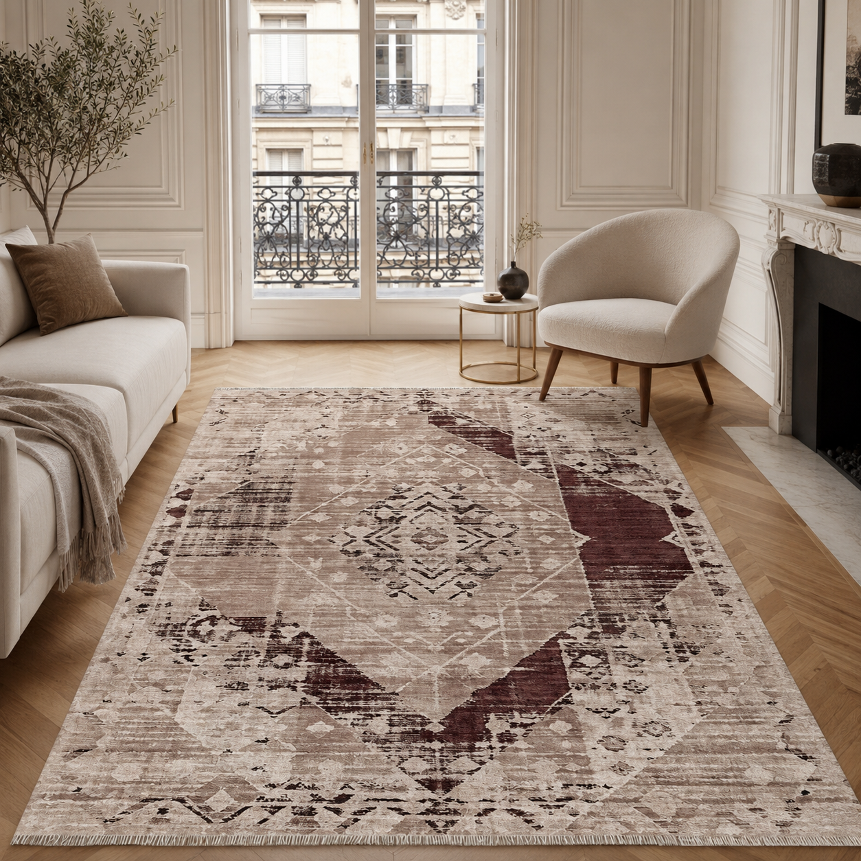 RW7010 washable chenille rug texture and pattern detail