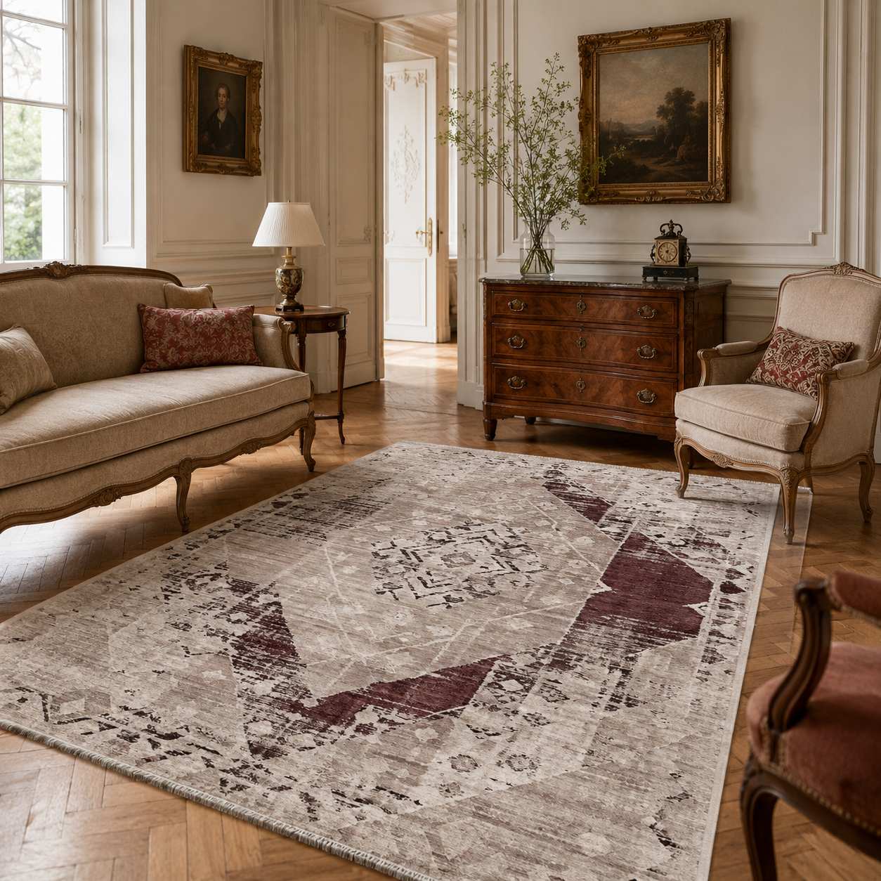 RW7010 washable chenille rug texture and pattern detail