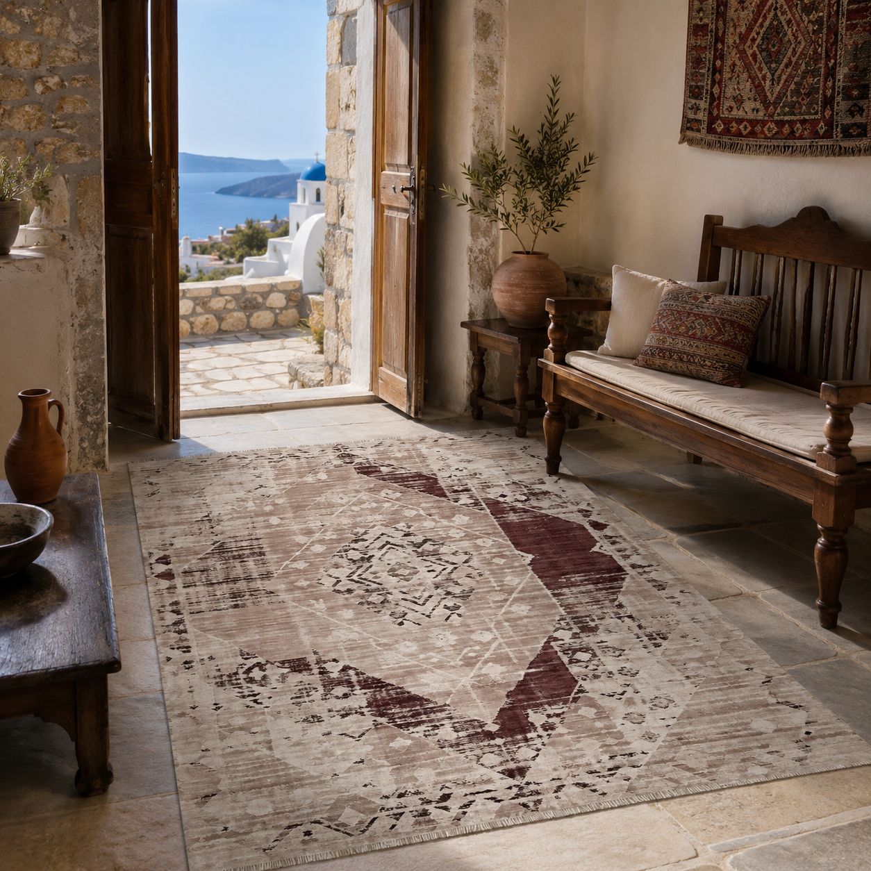 RW7010 washable chenille rug texture and pattern detail