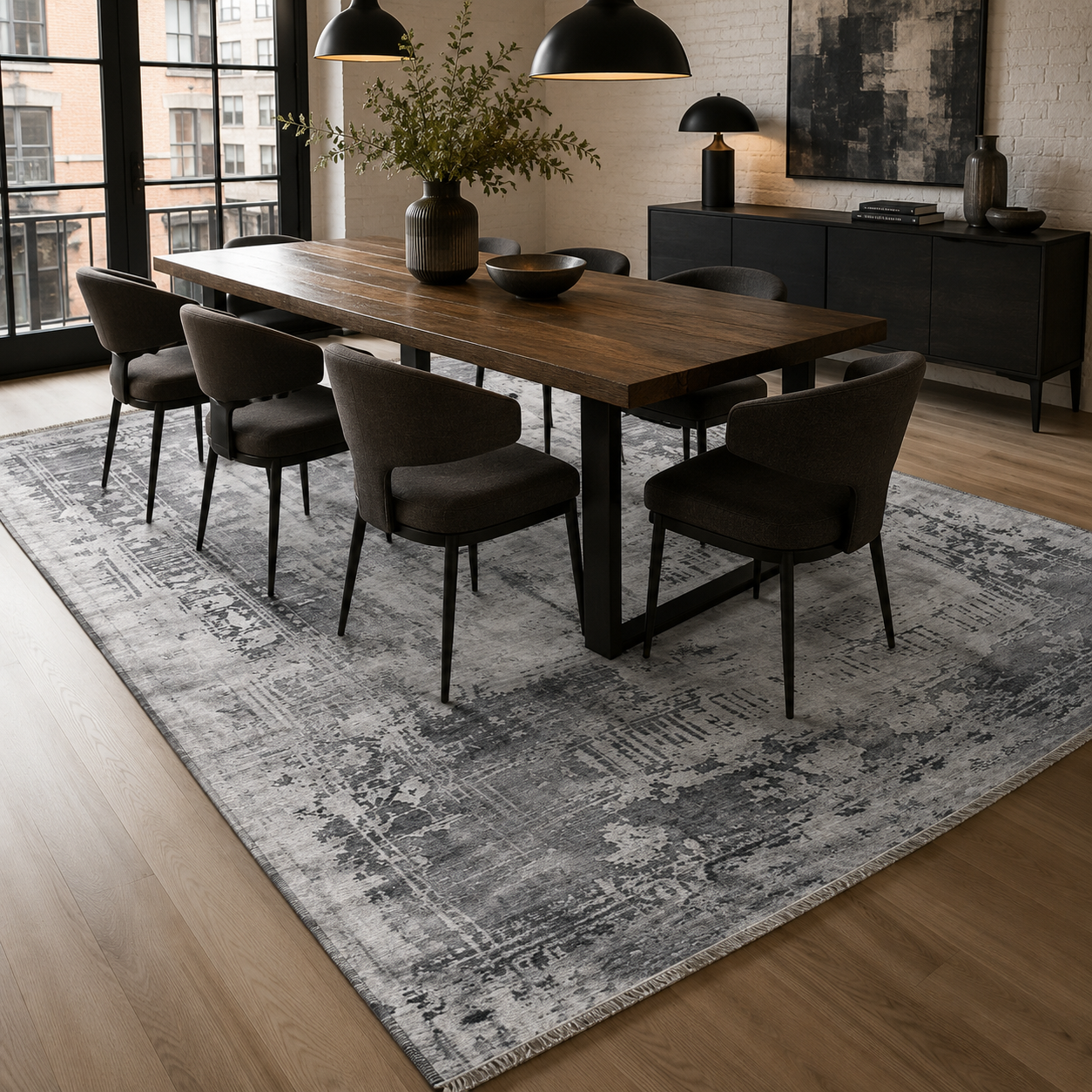 RW7012 washable chenille rug texture and pattern detail