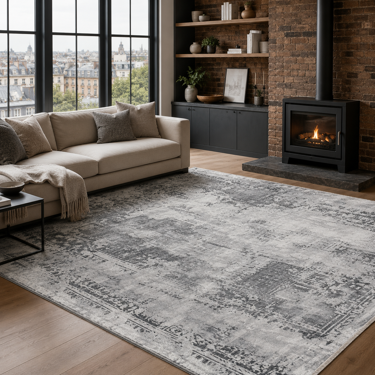 RW7012 washable chenille rug texture and pattern detail