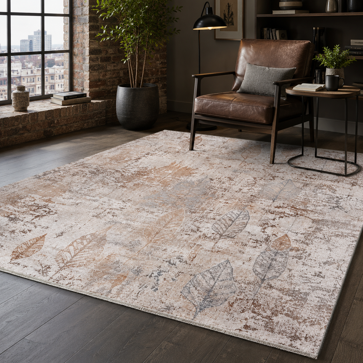 RW7013 washable chenille rug texture and pattern detail