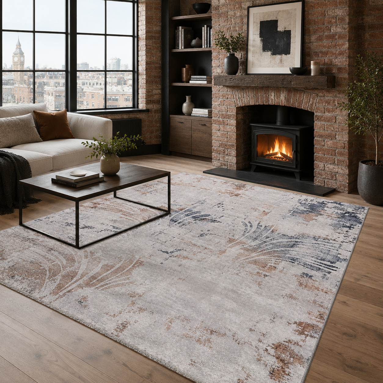 RW7014 washable chenille rug texture and pattern detail