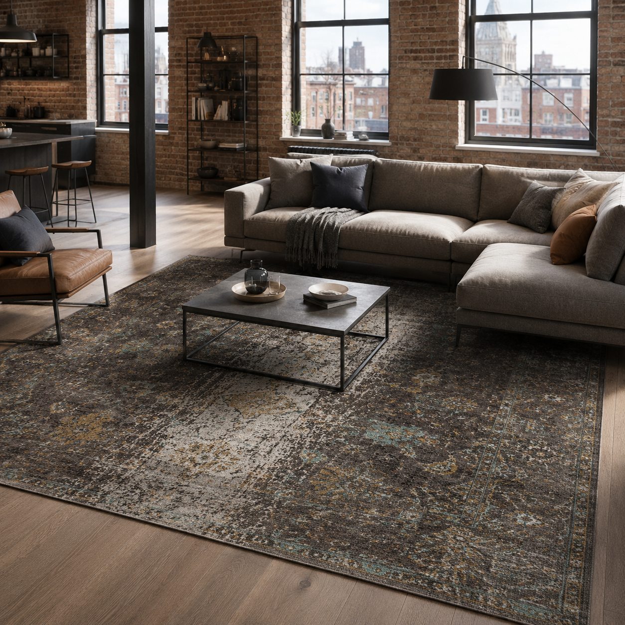 RW7015 washable chenille rug texture and pattern detail