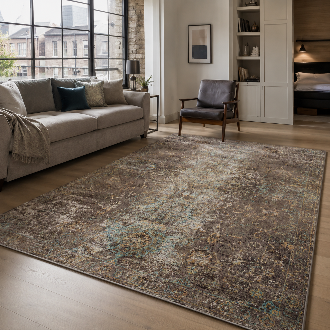 RW7015 washable chenille rug texture and pattern detail
