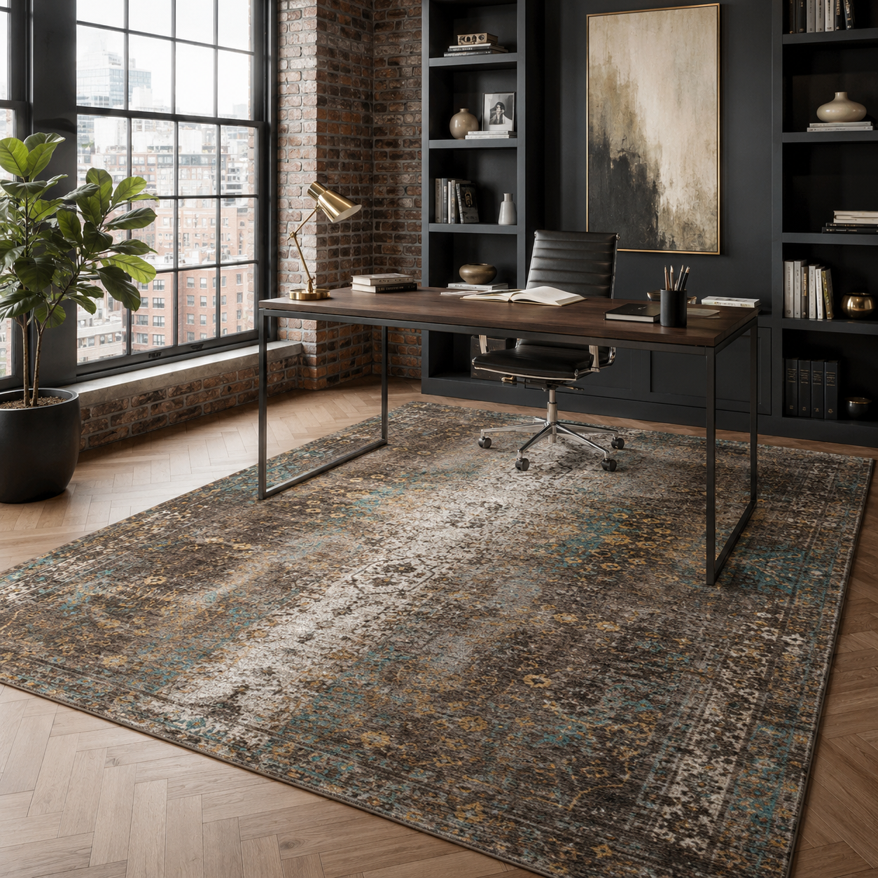 RW7015 washable chenille rug texture and pattern detail