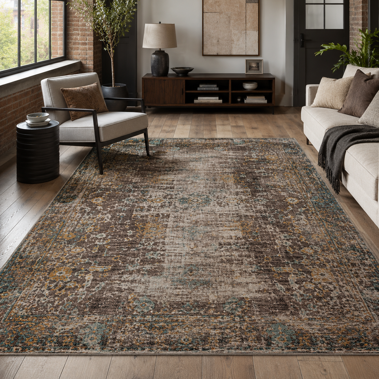 RW7015 washable chenille rug texture and pattern detail