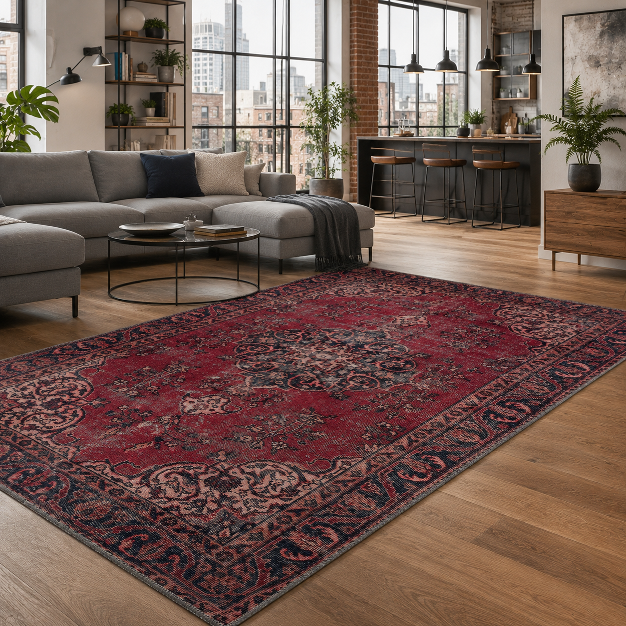 RW7016 washable chenille rug texture and pattern detail