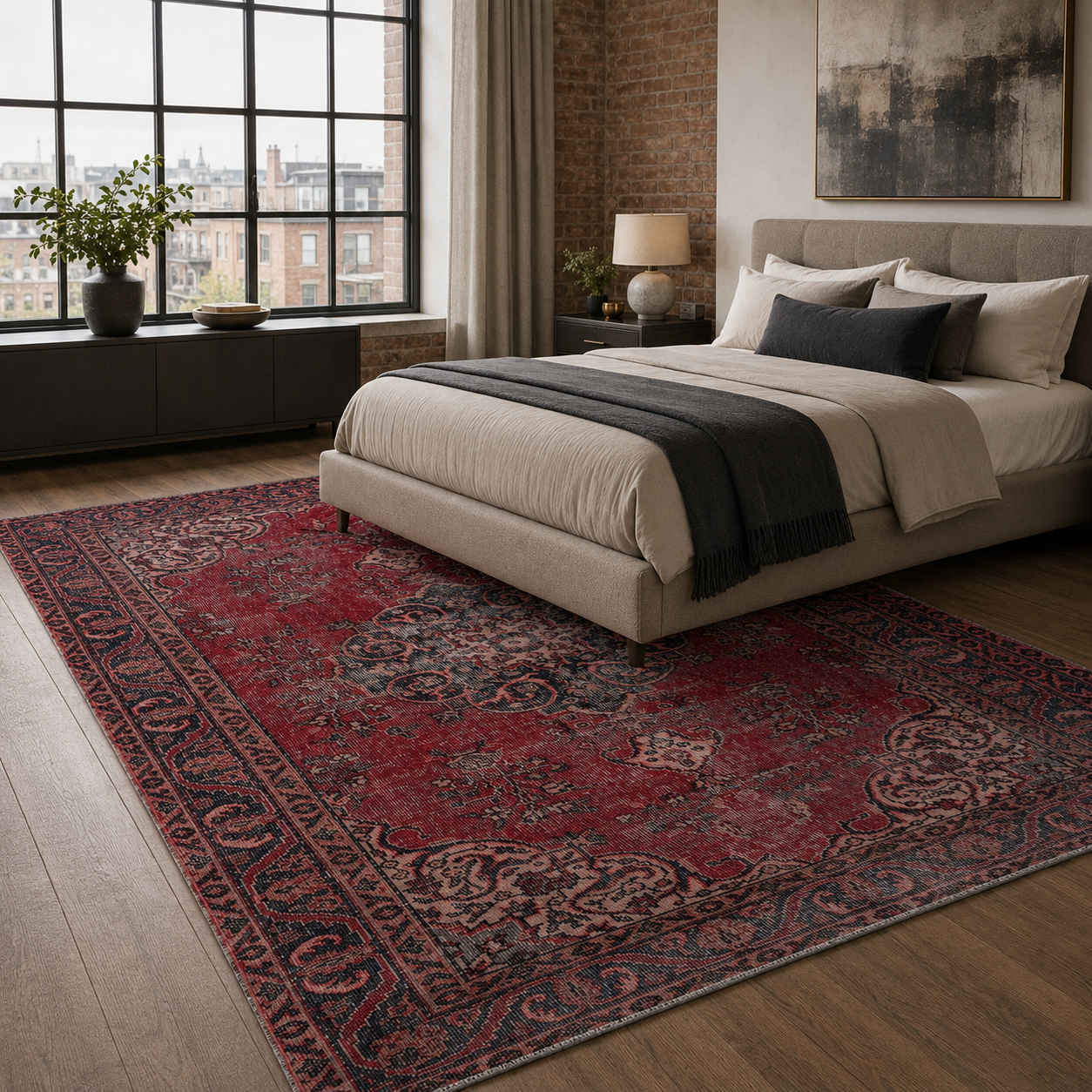 RW7016 washable chenille rug texture and pattern detail