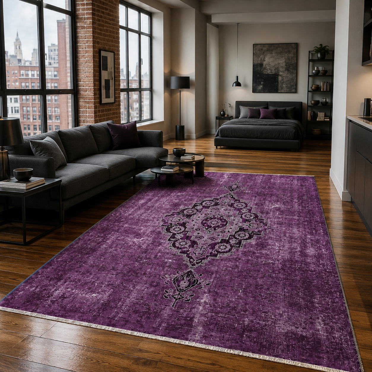 RW7017 washable chenille rug texture and pattern detail