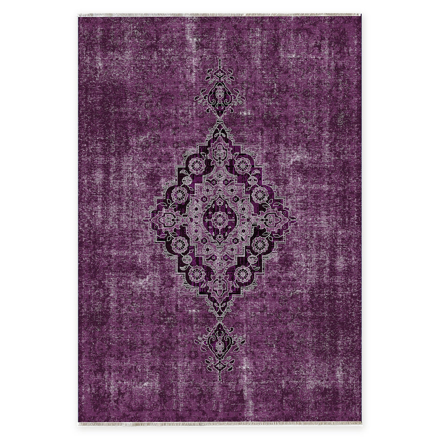 Courtyard Geometry Soft Purple Heritage Washable Rug