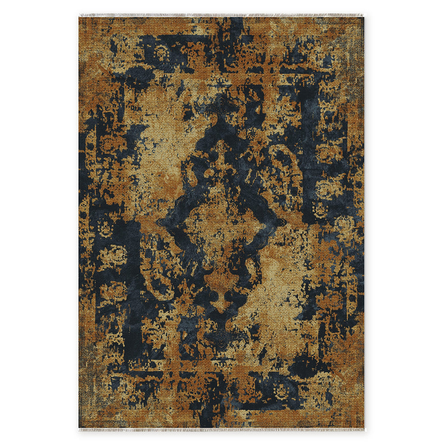 Georgian Patina Charcoal Black Vintage Washable Rug