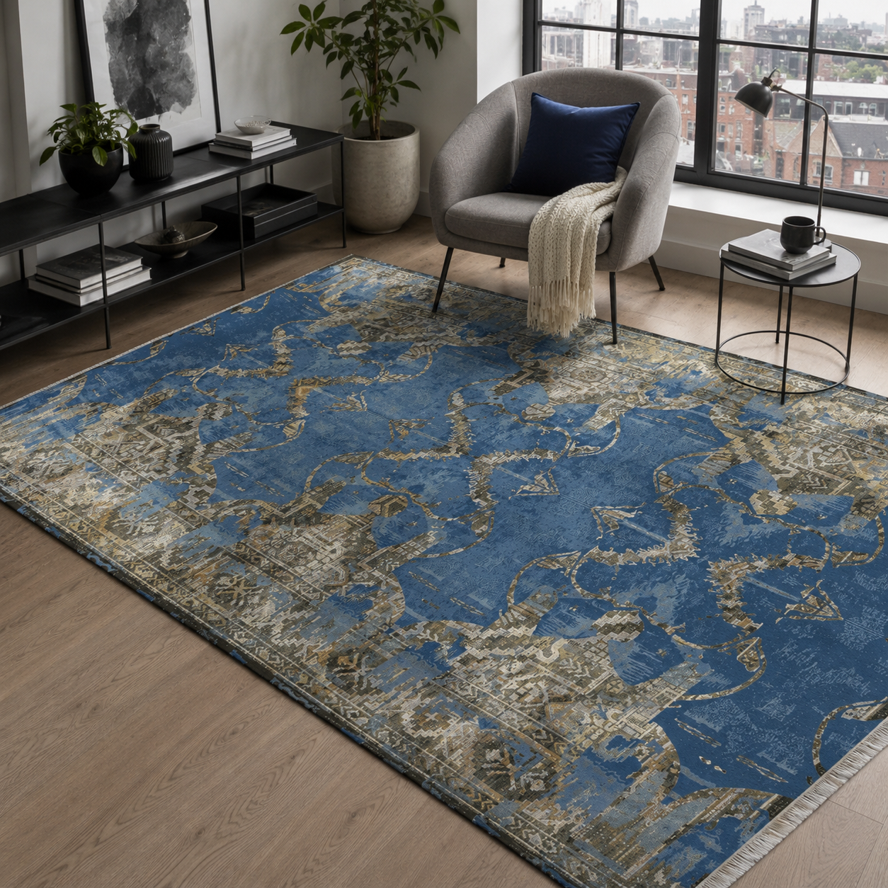 RW7021 washable chenille rug texture and pattern detail