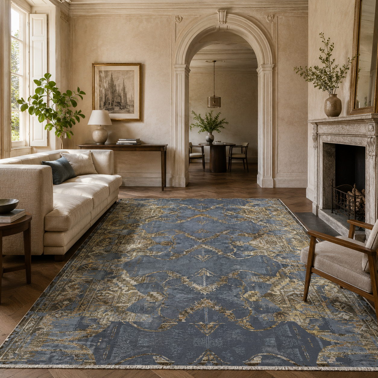 RW7022 washable chenille rug texture and pattern detail