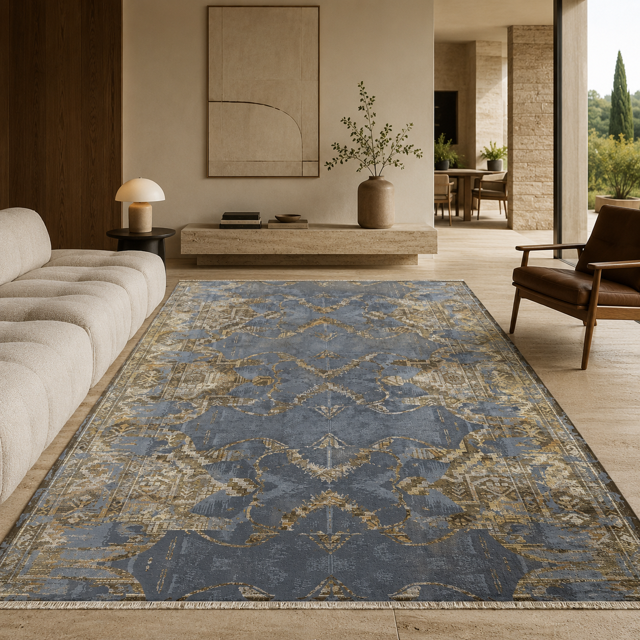 RW7022 washable chenille rug texture and pattern detail