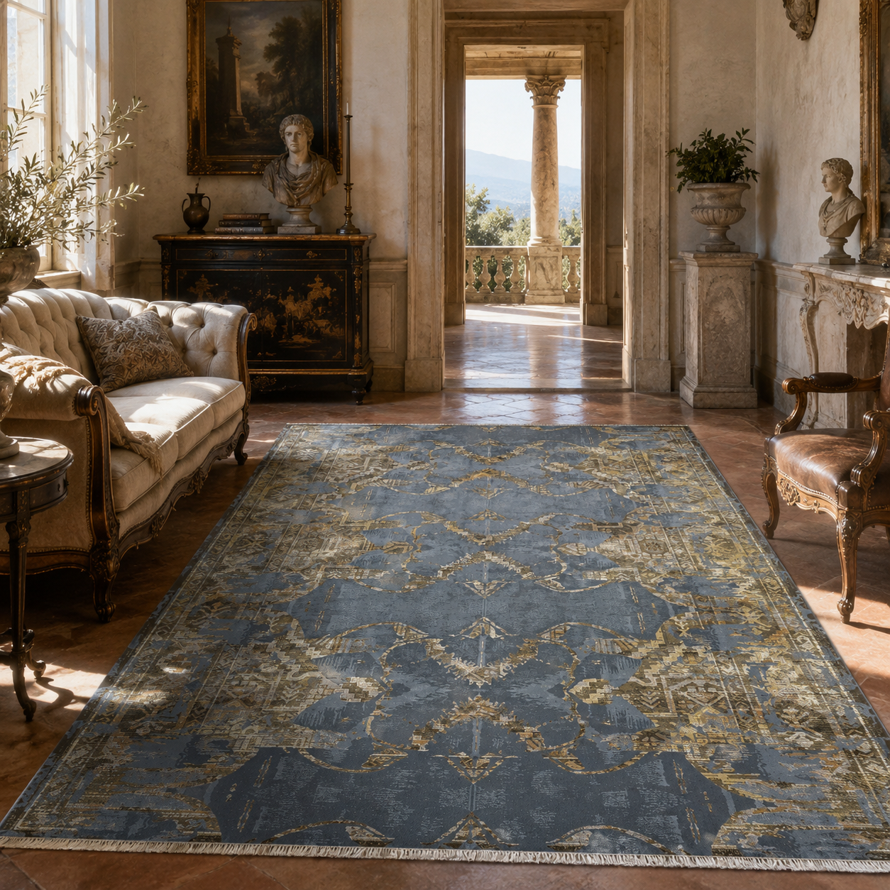 RW7022 washable chenille rug texture and pattern detail