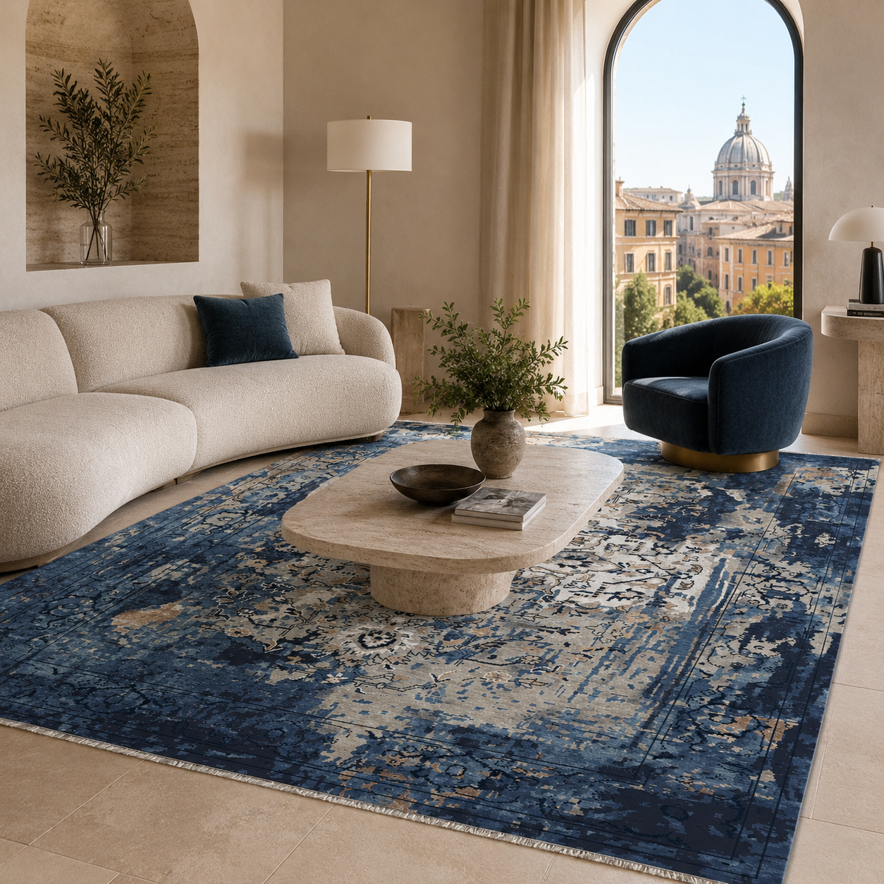 RW7023 washable chenille rug texture and pattern detail