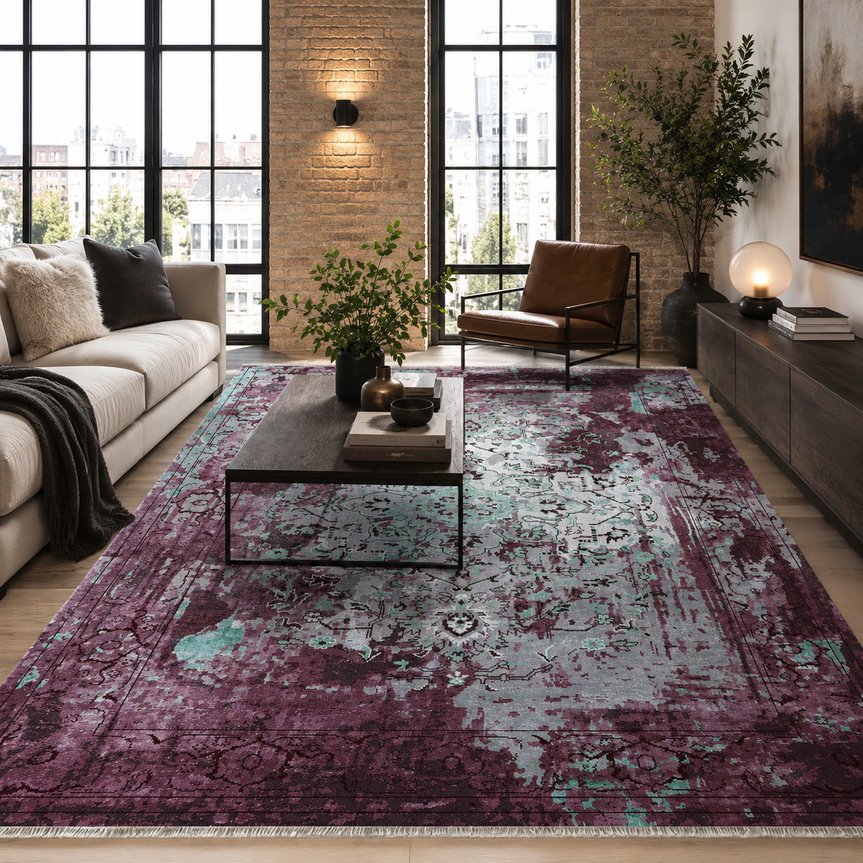 RW7024 washable chenille rug texture and pattern detail