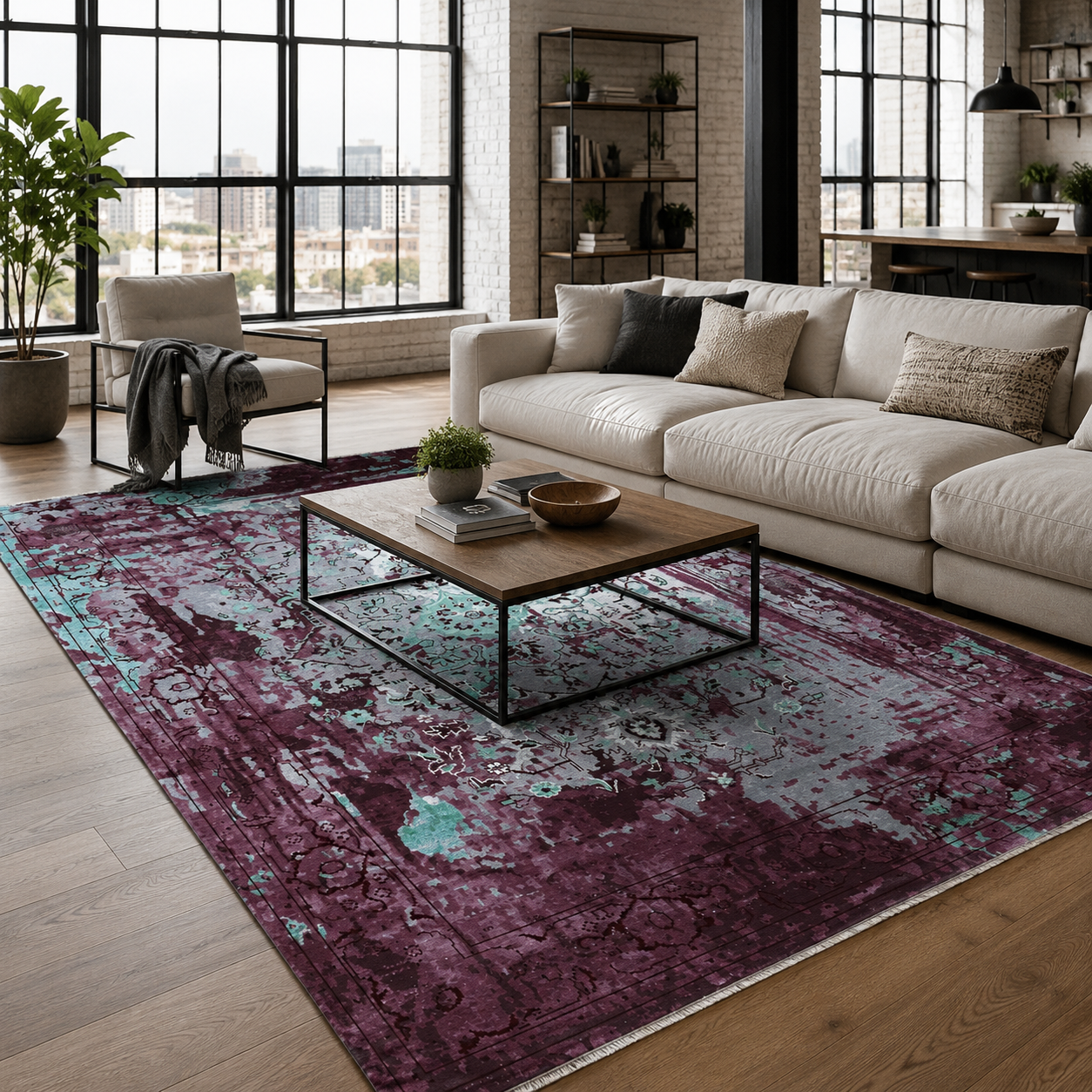 RW7024 washable chenille rug texture and pattern detail