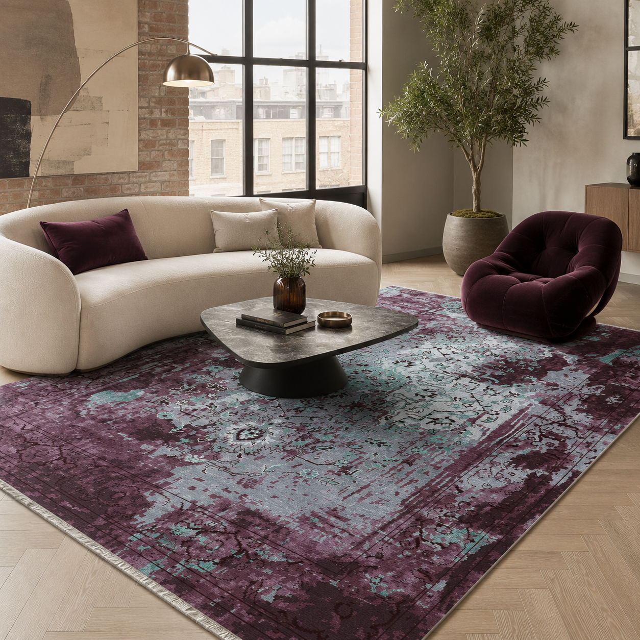 RW7024 washable chenille rug texture and pattern detail