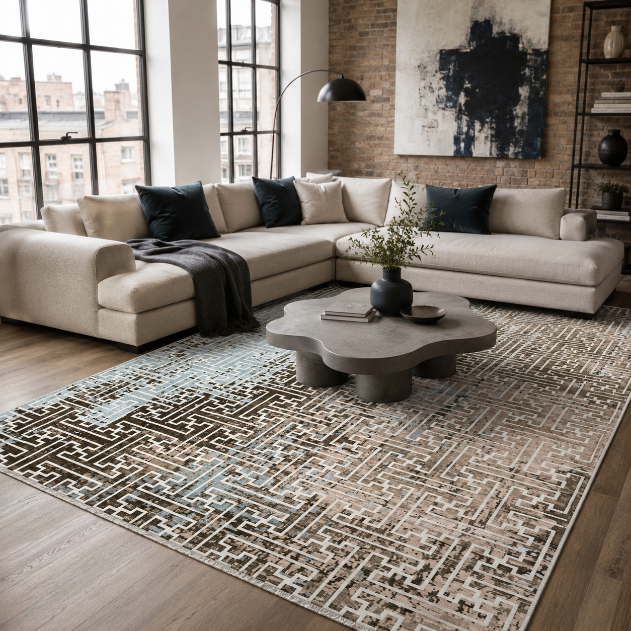 RW7025 washable chenille rug texture and pattern detail