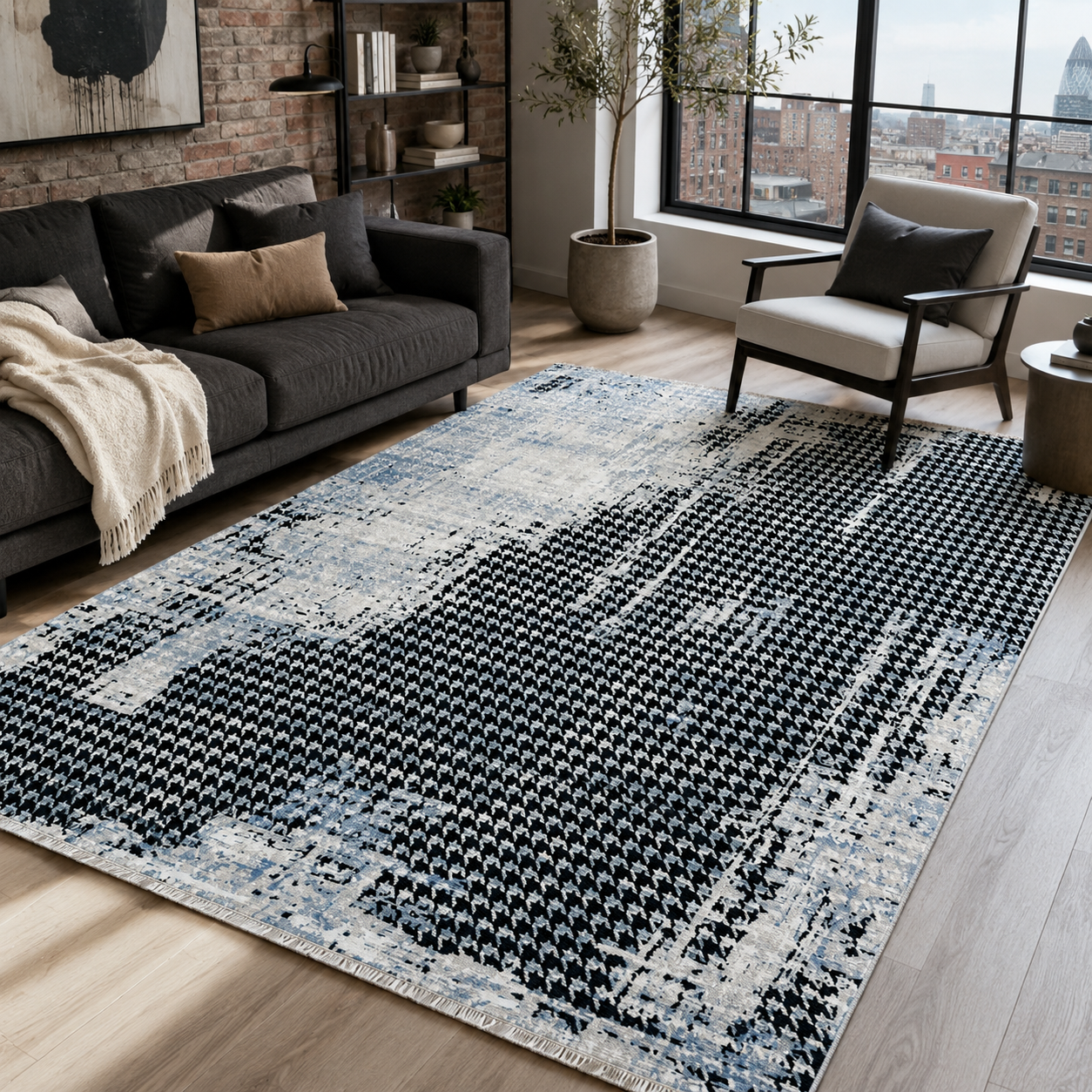 RW7026 washable chenille rug texture and pattern detail