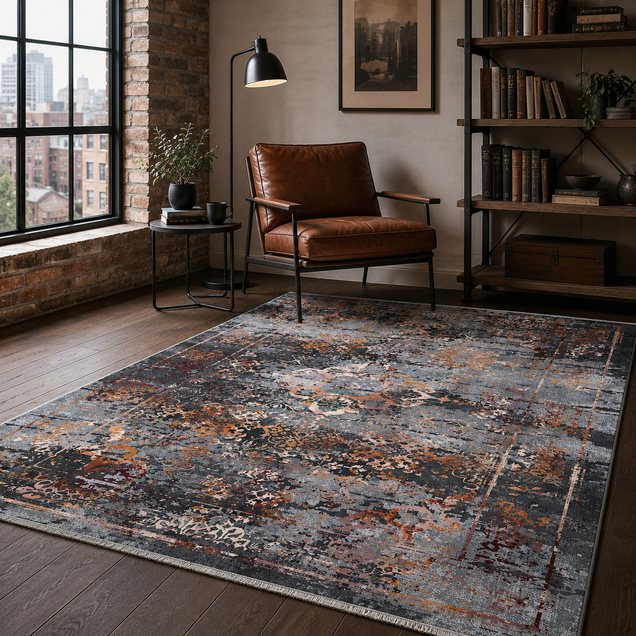 RW7027 washable chenille rug texture and pattern detail